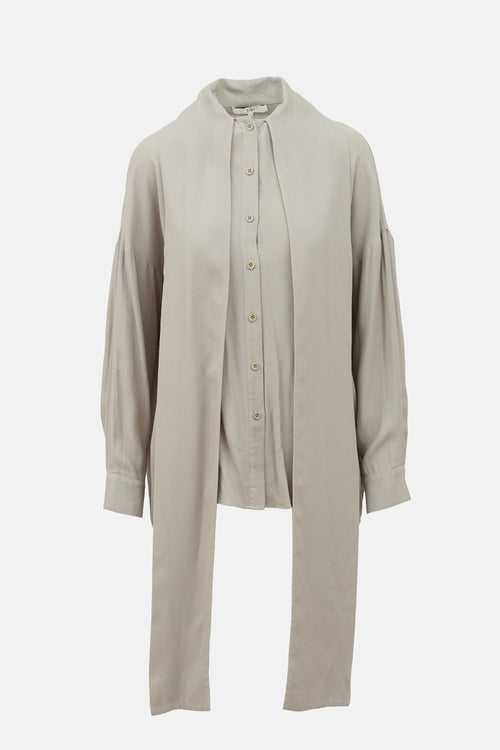 Tibi Oversized Tie Collar Blouse