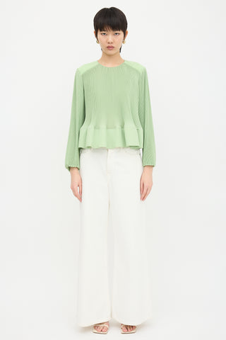 Tibi Pleated Peplum Top