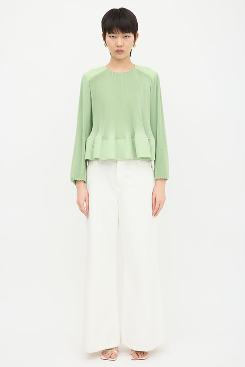 Tibi Pleated Peplum Top