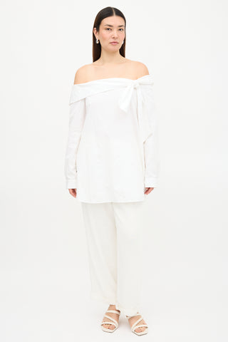 Tibi Poplin Off The Shoulder Top