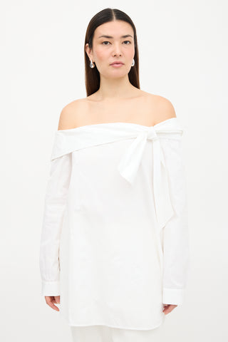 Tibi Poplin Off The Shoulder Top