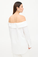 Tibi Poplin Off The Shoulder Top