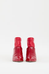 Tibi Red Patent Leather Jean Boot