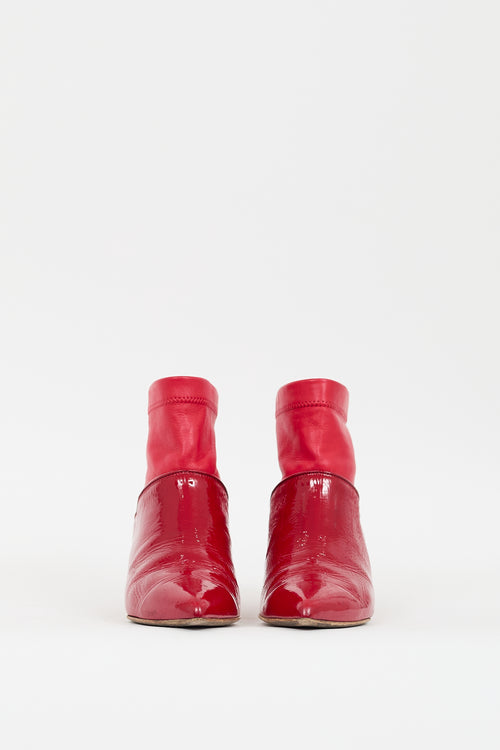 Tibi Red Patent Leather Jean Boot