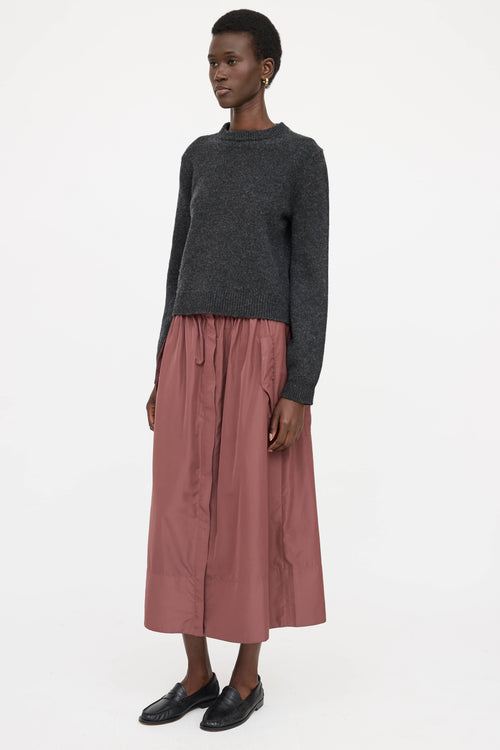 TibiNylon Zip Maxi Skirt