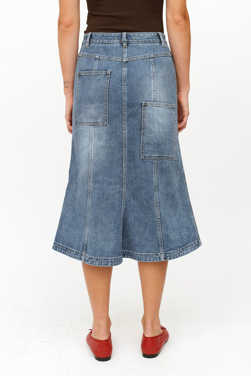 Tibi Blue Denim Panel Skirt