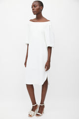 Tibi White Off Shoulder Puff Sleeve Dress