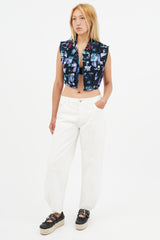 Tibi White Tapered Denim Jeans
