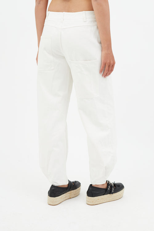 Tibi White Tapered Denim Jeans