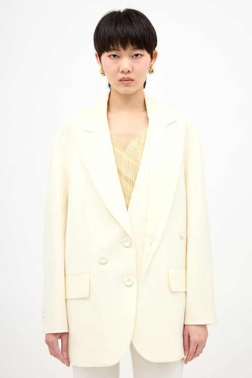 Tibi Wool Convertible Peak Lapel Blazer