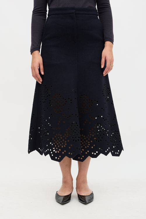 Tibi Wool Eyelet Skirt