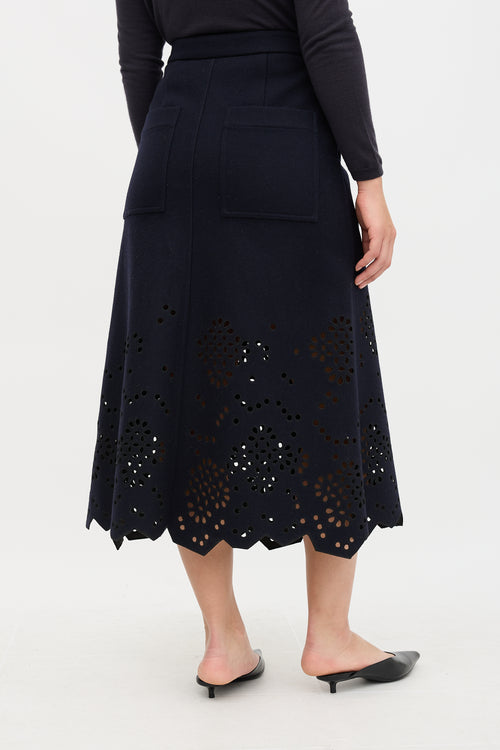 Tibi Wool Eyelet Skirt