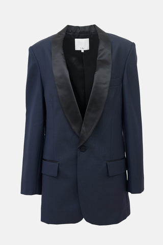 Tibi Wool & Silk Lapel Blazer