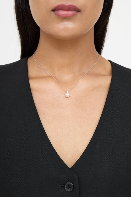 Tiffany & Co. 18K White Gold Pearl Diamond Necklace