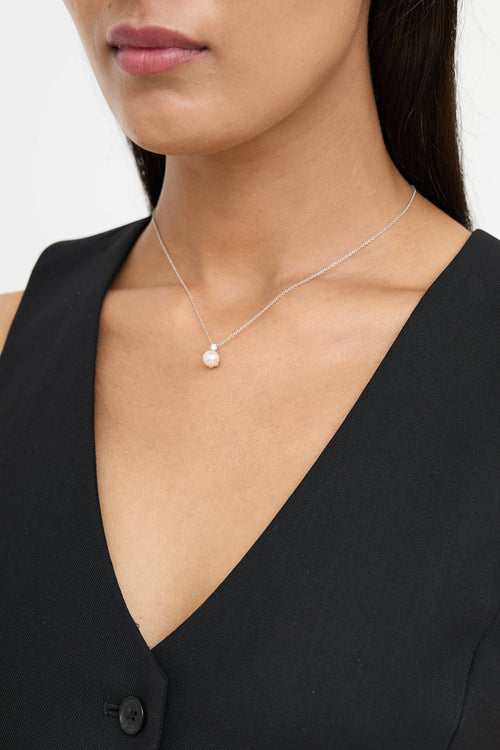 Tiffany & Co. 18K White Gold Pearl Diamond Necklace