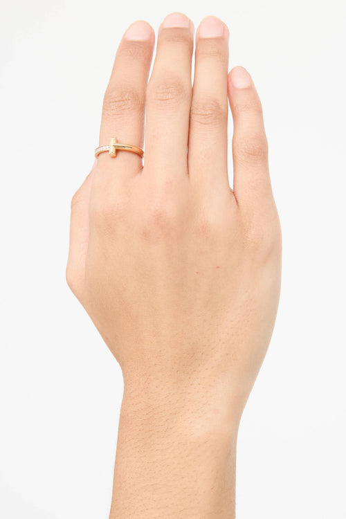 Tiffany & Co. 18K Rose Gold Diamond T1 Ring