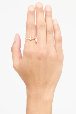 Tiffany & Co. 18K Rose Gold Diamond T1 Ring