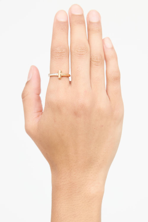 Tiffany & Co. 18K Rose Gold Diamond T1 Ring