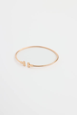 Tiffany & Co. 18K Rose Gold Narrow T Wire Bracelet