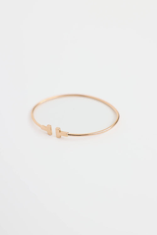 Tiffany & Co. 18K Rose Gold Narrow T Wire Bracelet