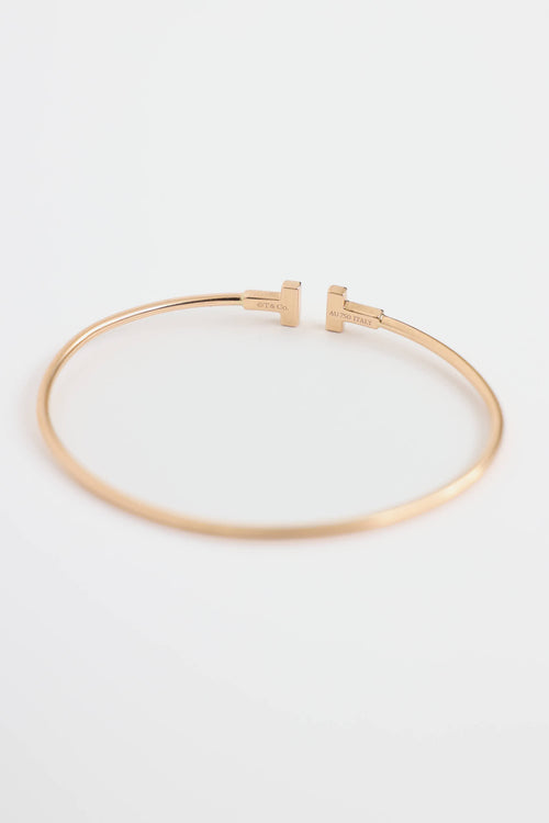 Tiffany & Co. 18K Rose Gold Narrow T Wire Bracelet