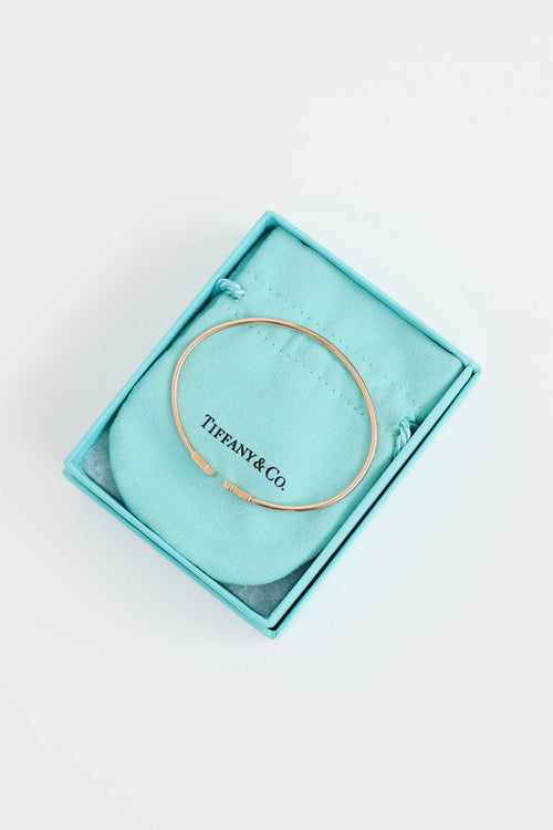 Tiffany & Co. 18K Rose Gold Narrow T Wire Bracelet