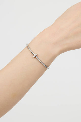 Tiffany & Co.18K White Gold & Diamond T1 Narrow Bracelet