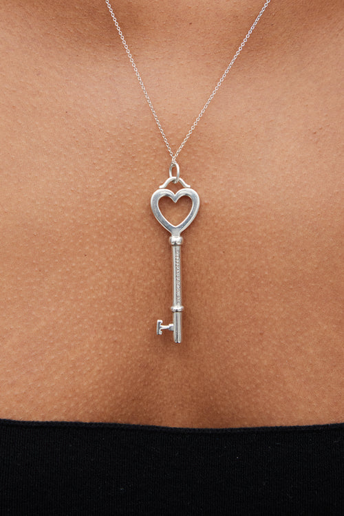 Tiffany & Co. Silver Heart Key Necklace