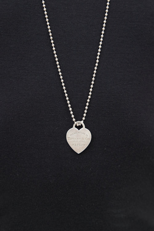 Tiffany & Co. Sterling Silver Heart Charm Long Necklace