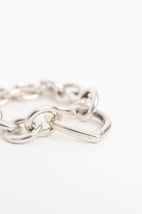 Tiffany & Co. Sterling Silver Open Heart Link Bracelet