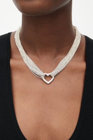 Tiffany & Co. Sterling Silver Heart Multi Chain Necklace