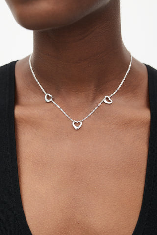Tiffany & Co. x Elsa Peretti Sterling Silver Triple Open Heart Necklace