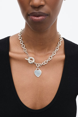 Tiffany & Co. Sterling Silver Heart Charm Choker Necklace