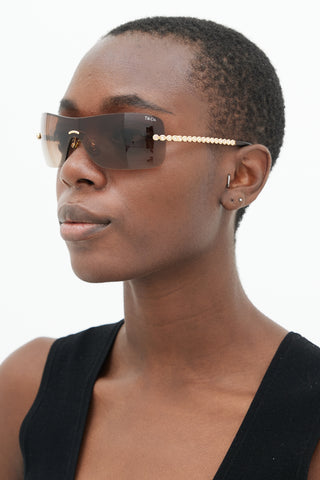Tiffany & Co. Brown TF3002-B Rimless Shield Sunglasses