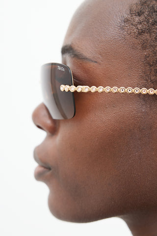 Tiffany & Co. Brown TF3002-B Rimless Shield Sunglasses