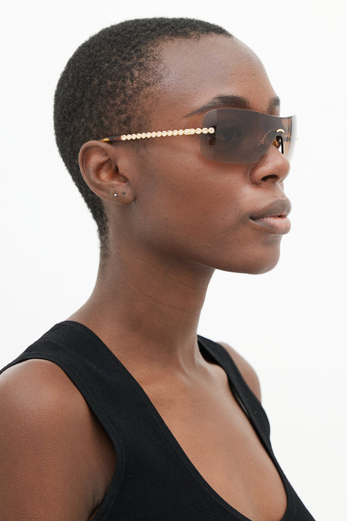 Tiffany & Co. Brown TF3002-B Rimless Shield Sunglasses