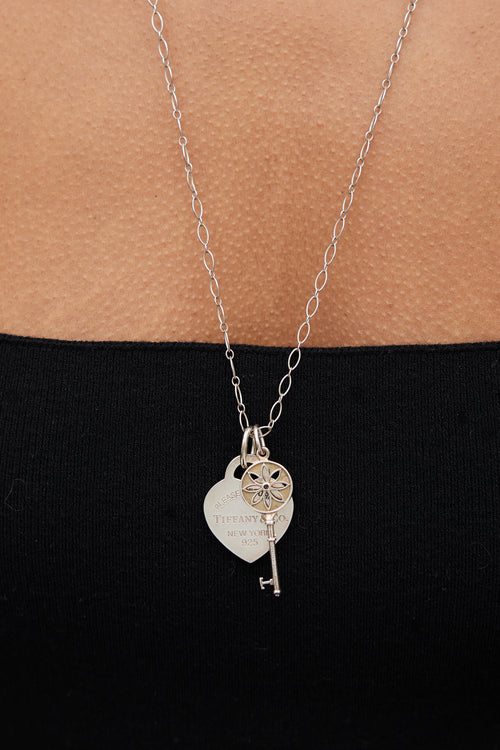Tiffany & Co. Silver Blossom Key Heart Necklace