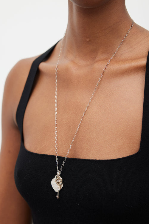 Tiffany & Co. Silver Blossom Key Heart Necklace