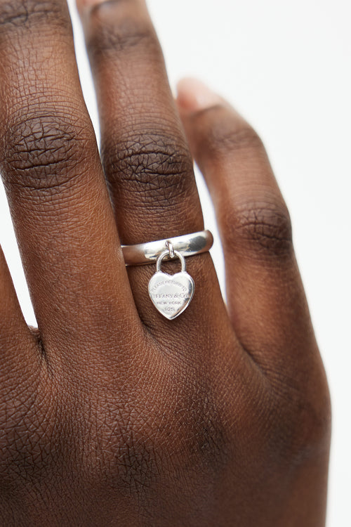 Tiffany & Co. Sterling Silver Heart Charm Ring