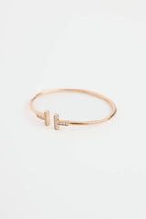 Tiffany & Co. 18K Rose Gold & Diamond T Wire Bracelet