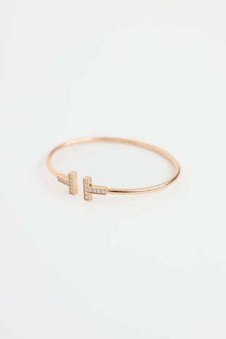Tiffany & Co. 18K Rose Gold & Diamond T Wire Bracelet