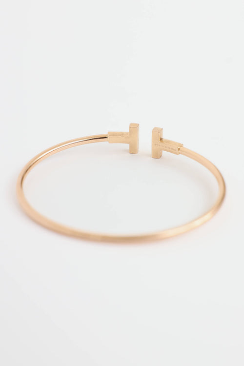 Tiffany & Co. 18K Rose Gold & Diamond T Wire Bracelet