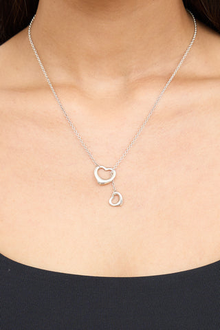 Tiffany & Co. x Elsa Perreti Sterling Silver Open Heart Lariat Necklace