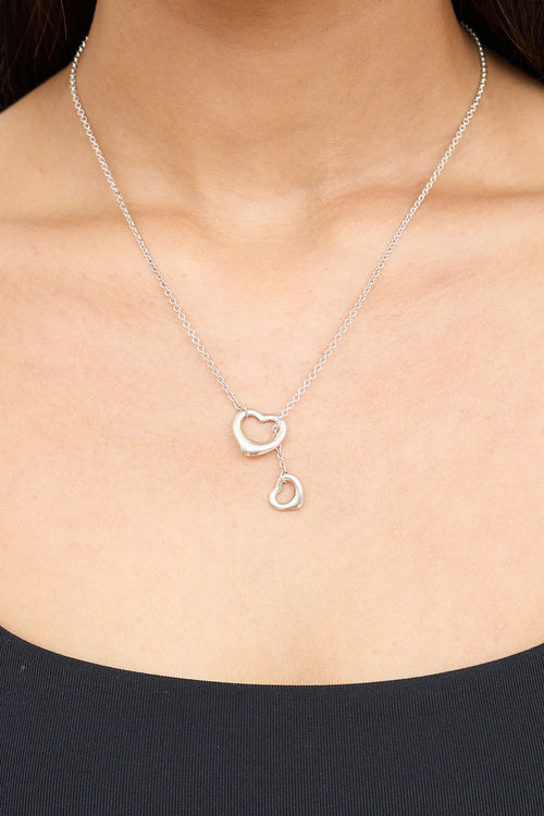 Tiffany & Co. x Elsa Perreti Sterling Silver Open Heart Lariat Necklace