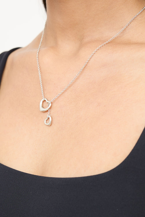 Tiffany & Co. x Elsa Perreti Sterling Silver Open Heart Lariat Necklace