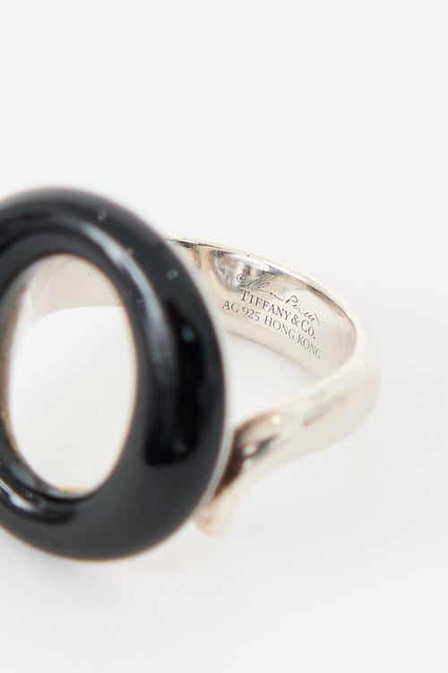 Tiffany & Co. Sterling Silver & Enamel Sevillana Ring