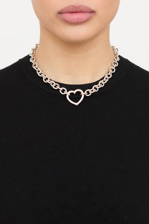 Tiffany & Co. Sterling Silver Heart Clasp Necklace