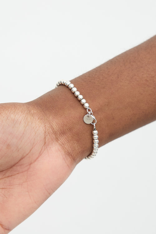 Tiffany & Co. Sterling Silver Heart Tag Bead Bracelet
