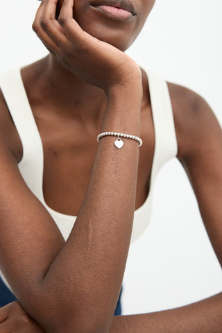 Tiffany & Co. Sterling Silver Heart Tag Bead Bracelet
