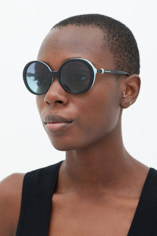 Tiffany & Co. Black & Blue TF 4107 Circular Sunglasses